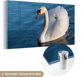 Glasschilderij - Foto op glas - Acrylglas - Zwaan - Vogel - Water - Landschap - 40x20 cm - Schilderij glas - Glasschilderij vogels - Glasschilderij dieren - Kamer decoratie