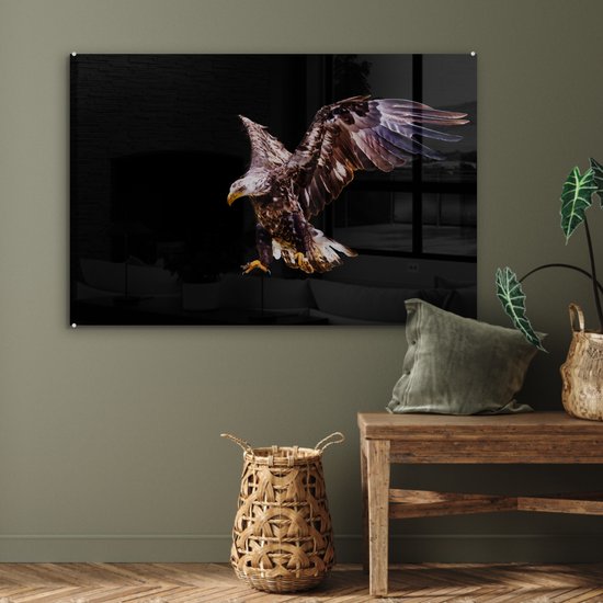 MuchoWow® Peinture sur Verre - Aigle - Vogel - Ressorts - 120x80 cm - Peintures sur Verre Acrylique - Photo sur Glas