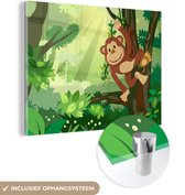 MuchoWow® Peinture sur verre 80x60 cm - Peinture sur verre acrylique - Singe - Jungle - Garçons - Filles - Fleurs - Kids - Photo sur verre - Peintures