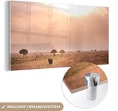 Ciel rose sur le parc national du Serengeti en Tanzanie Plexiglas 160x80 cm - Tirage photo sur Glas (décoration murale en plexiglas)