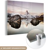Vue du Stellisee sur le Cervin en Suisse Plexiglas 120x80 cm - Tirage photo sur Glas (décoration murale plexiglas)