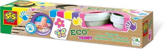 SES - Eco - vingerverf trendy - 4 trendy kleuren - hypoallergeen - makkelijk uitwasbaar