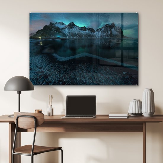 MuchoWow® Peinture sur Verre - Aurores Boréales à Aurore - 90x60 cm - Peintures sur Verre Acrylique - Photo sur Glas