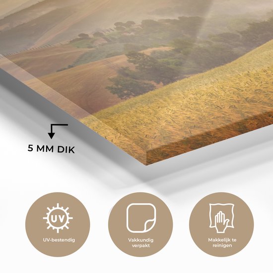 MuchoWow® Peinture sur verre - Brouillard - Soleil - Paysage - 90x60 cm - Peintures sur verre acrylique - Photo sur Glas