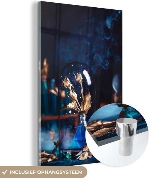 Peinture sur verre - Fleurs dans un dôme - 80x120 cm - Peintures sur verre acrylique - Photo sur Glas