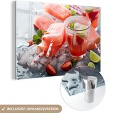 MuchoWow® Glasschilderij 60x40 cm - Schilderij acrylglas - Zalmroze ijs en drankjes - Foto op glas - Schilderijen
