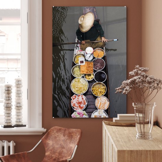 Peinture sur Verre - Thailand Floating Market - 80x120 cm - Peintures sur Verre Peintures - Photo sur Glas