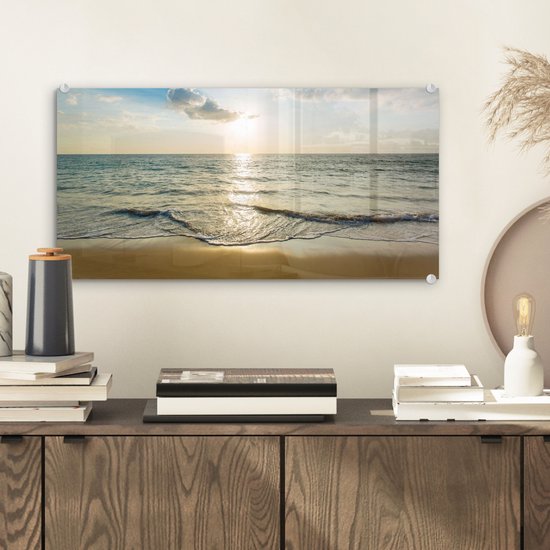 MuchoWow® Peinture sur verre - Mer - Été - Plage - 40x20 cm - Peintures sur verre acrylique - Photo sur Glas