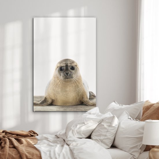 MuchoWow® Peinture sur verre 60x90 cm - Peinture sur verre acrylique - Sceau - Animaux - Enfant - Garçons - Filles - Enfants - Photo sur verre - Peintures