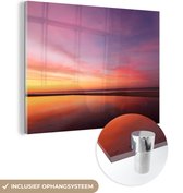 MuchoWow® Peinture sur verre 160x120 cm - Peinture sur verre acrylique - Mer - Couleurs - Soleil - Photo sur verre - Peintures