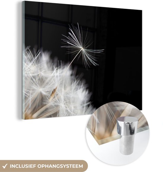 MuchoWow® Glasschilderij 40x30 cm - Schilderij acrylglas - Bloem - Paardenbloem - Plant - Foto op glas - Schilderijen