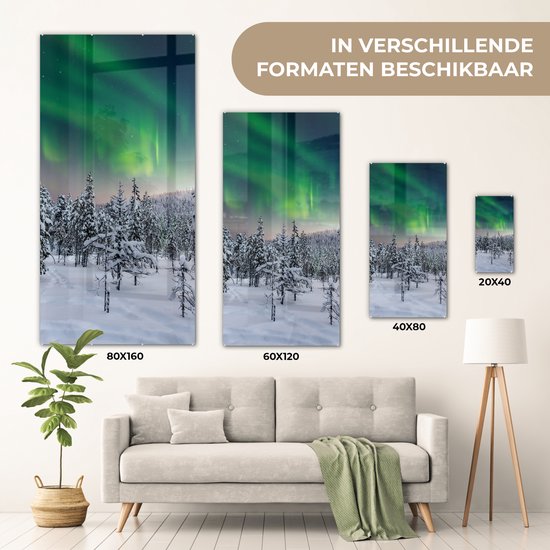 MuchoWow® Peinture sur verre 40x80 cm - Peinture sur verre acrylique - Paysage d'hiver en Finlande - Photo sur verre - Peintures