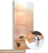 MuchoWow® Peinture sur verre 80x160 cm - Peinture sur verre acrylique - Ciel rose au-dessus du parc national du Serengeti en Tanzanie - Photo sur verre - Peintures