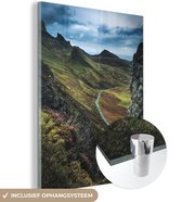 MuchoWow® Glasschilderij 120x160 cm - Schilderij acrylglas - heuvellandschap in Schotland - Foto op glas - Schilderijen