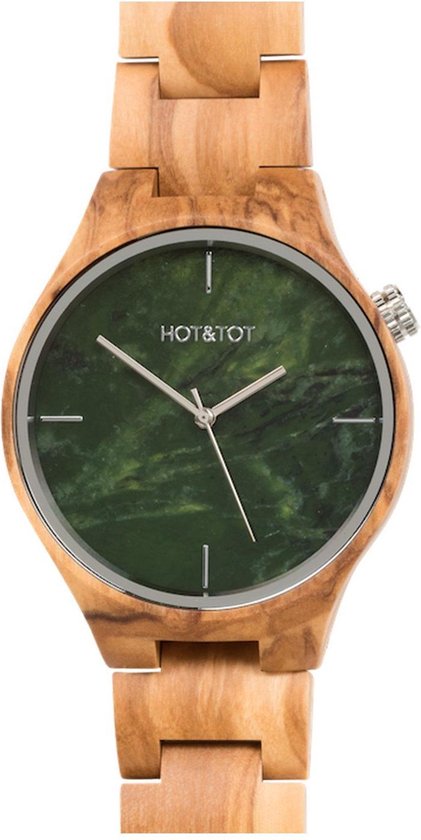 bol.com | HOT&TOT - VOLEA | Olijfhout met groen marmer Houten horloge voor hem en haar