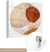 MuchoWow® Glasschilderij 50x50 cm - Schilderij acrylglas - Waterverf - Pastel - Goud - Foto op glas - Schilderijen