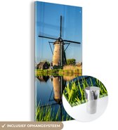 MuchoWow® Glasschilderij 60x120 cm - Schilderij acrylglas - Molen - Lente - Nederland - Foto op glas - Schilderijen