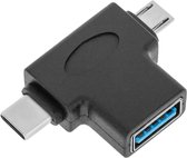 BeMatik - USB 3.0 T-Shape naar Micro-USB en USB Type-C Adapter