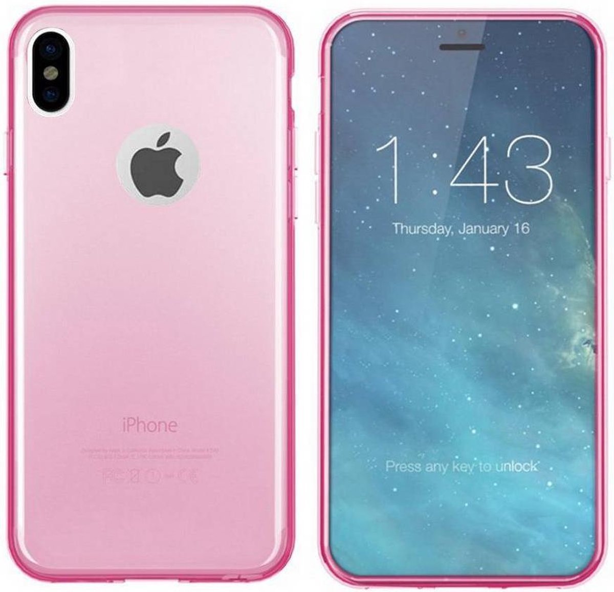 Hoesje CoolSkin3T TPU Case voor Apple iPhone X/Xs Transparant Roze