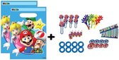 Super Mario - Sacs à friandises - Sacs à distribuer - Remplis - Avec des jouets à distribuer Super Mario - 8 pièces.