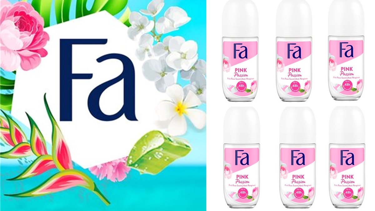 FA Deo Roller - Pink Passion - Deodorant - 6 x 50 ml - Voordeelverpakking - Fa