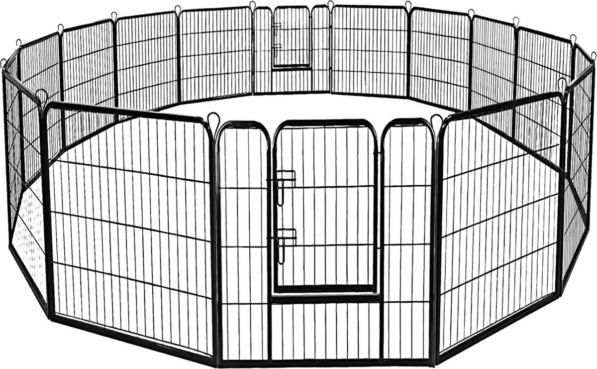 COSTWAY Puppyren 80 cm hoog, 8-delige opvouwbare buitenren