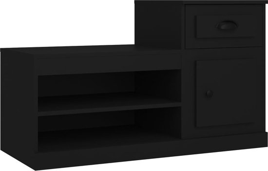 vidaXL - Schoenenkast - 100x42x60 - cm - bewerkt - hout - zwart