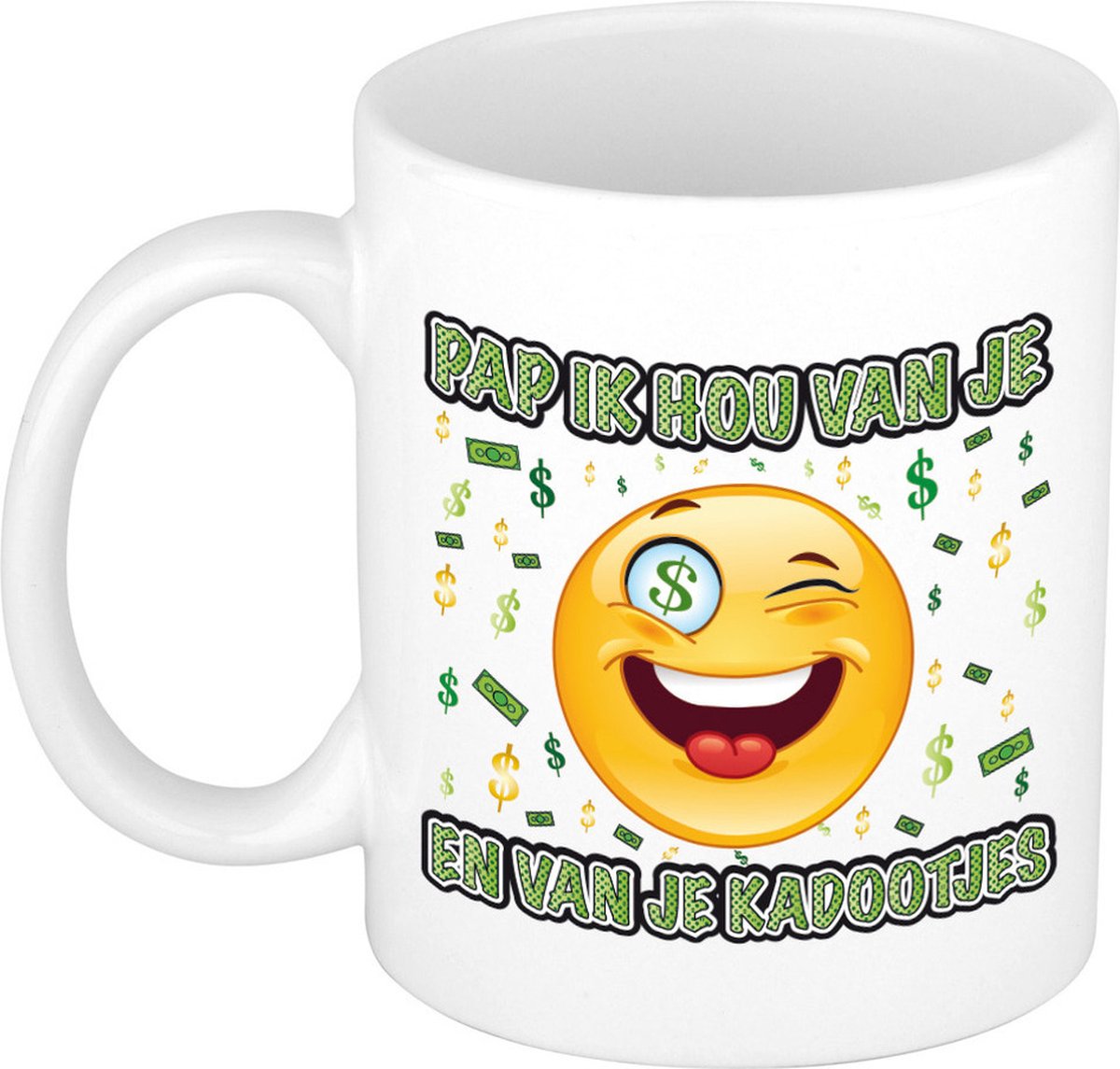 Bellatio Decorations Cadeau mok/beker - kadootjes - wit - 300 ml - Vaderdag / verjaardag