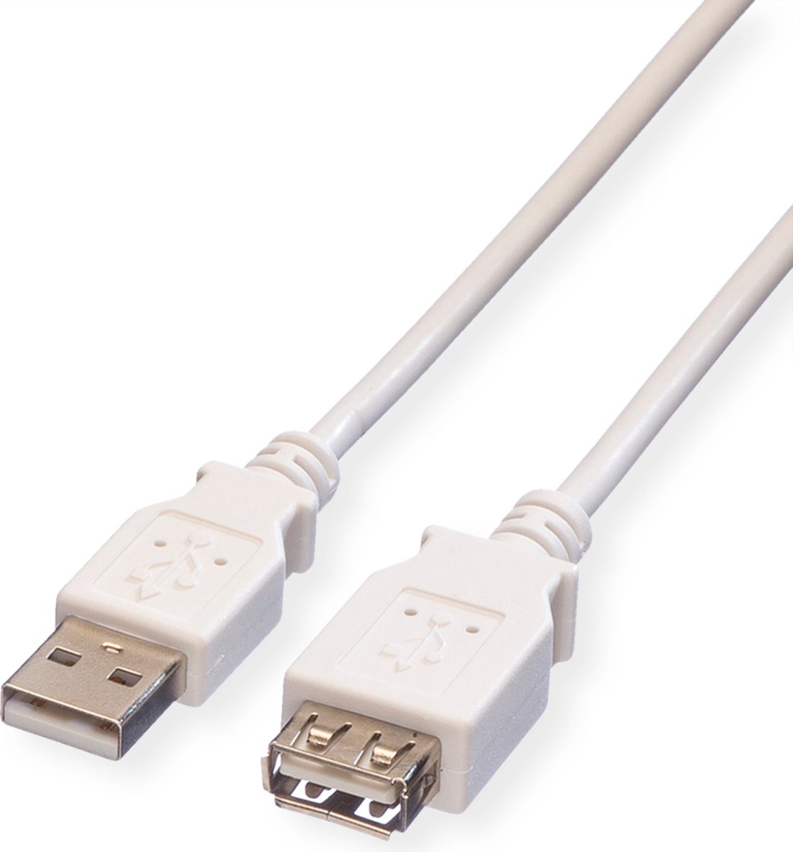VALUE USB 2.0 kabel, type A-A, M/F, wit, 0,8 m