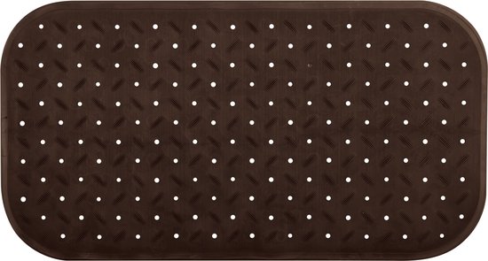 MSV Douche/bad anti-slip mat badkamer - rubber - bruin - 36 x 65 cm - met zuignappen