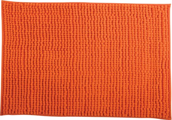 MSV Badkamerkleed/badmat/toilet - voor op de vloer - oranje - 40 x 60 cm - microvezel - anti-slip
