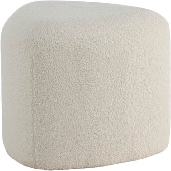 Pouf patère, pouf Ø46cm tissu teddy blanc.