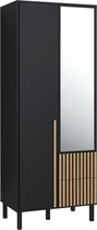 Bol.com Pro-meubels - Kledingkast Alvin 2 - Zwart mat - Eiken - 81cm - met spiegel - Garderobekast - Kast - Slaapkamer - Opbergkast aanbieding