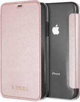 Guess - Iridescent wallet hoes iPhone XR - Rose Goud - Lunso beschermfolie