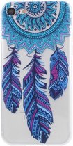 GadgetBay Doorzichtig Dromenvanger Feather iPhone 7 8 SE 2020 TPU hoesje - Blauw Paars