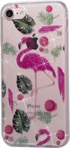 GadgetBay Glitter Poeder hoesje TPU iPhone 7 8 SE 2020 - Flamingo's en Bladeren