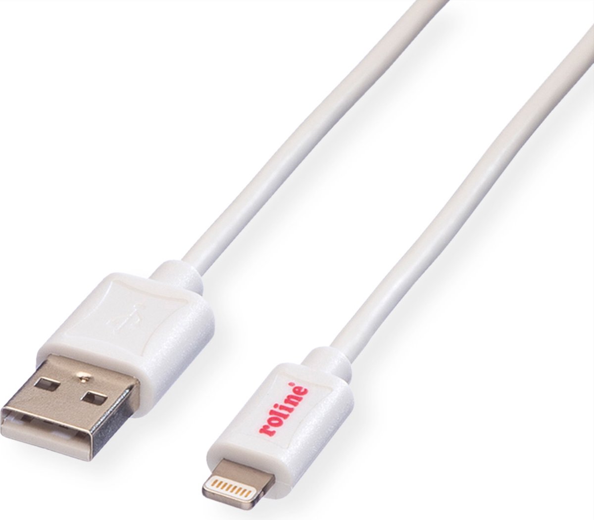 ROLINE 8pin naar USB 2.0 kabel voor iPhone, iPod, iPad, wit, 1 m
