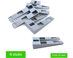 TQ4U meubelwig - Stelwig - Kunststof - 0 tot 15 mm - 43 mm breed - Grijs - 4 stuks