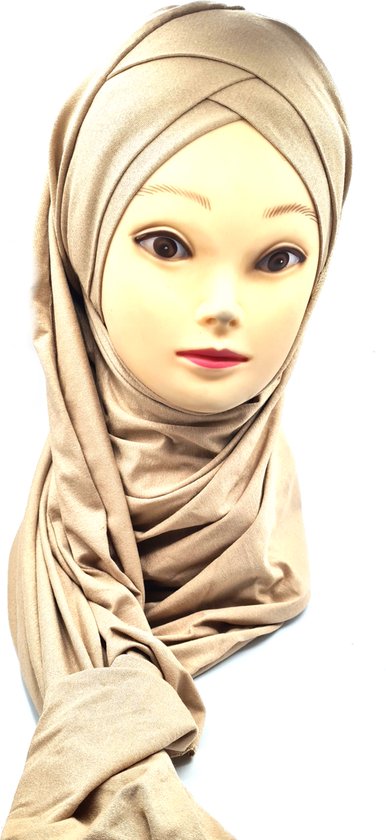 hoofddoek, Elegante beige hoofddoek, Mooie plain hijab, hoofddeksel, instant hijab, scarf, sjaal.