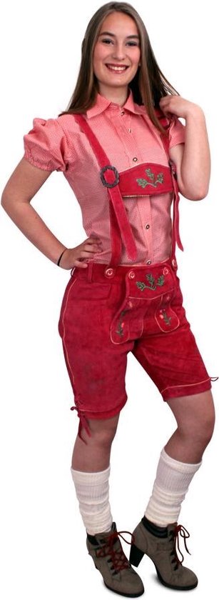 Lederhose pink kort model dames (echt leer) mt.36 | bol.com
