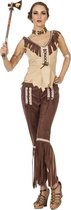 Wilbers & Wilbers - Indiaan Kostuum - Indiaanse Cherokee - Vrouw - bruin,wit / beige - Maat 36 - Carnavalskleding - Verkleedkleding