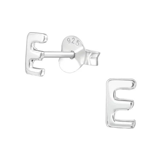 Zilveren Initiaal Oorbellen Letter - Aramat Jewels® Serie - Zilveren Oorstekers - Initiaal E - Elegant Design - 5x3 mm - Veelzijdig & Modieus