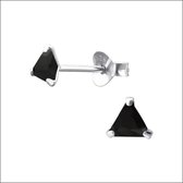 Aramat jewels ® - Kinder oorbellen driehoek kristal 925 zilver zwart 4mm
