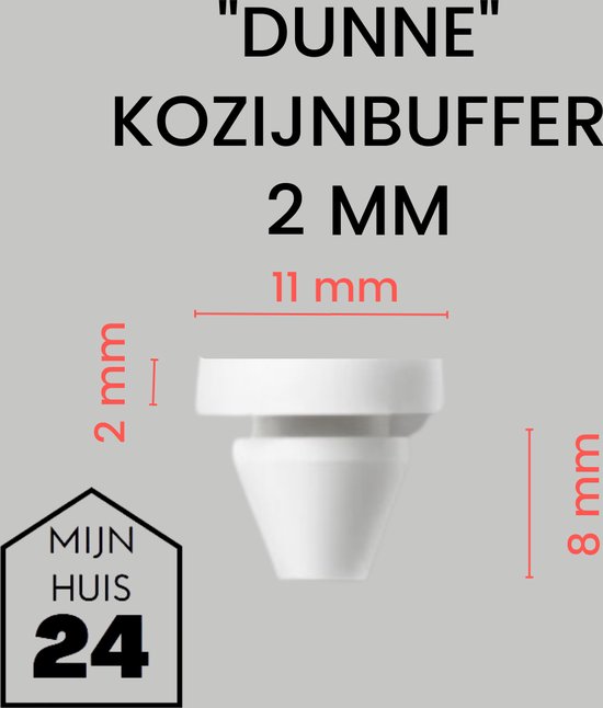 Kozijnbuffer wit 2mm - Deurbuffer - Stootdoppen - rubber dopjes - Equantu® - 10 stuks - Berkvens deuren - Equantu