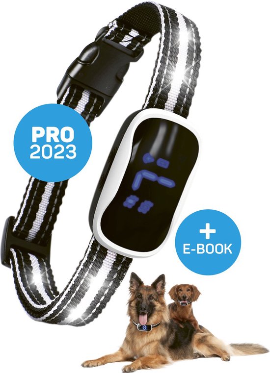 Anti Blafband Pro met LED - Opvoedingshalsband Zonder Schok en Diervriendelijk - Anti Blaf Apparaat voor Kleine en Grote Honden - Waterdicht, Oplaadbaar en Verlichting - Vibratie en Audio