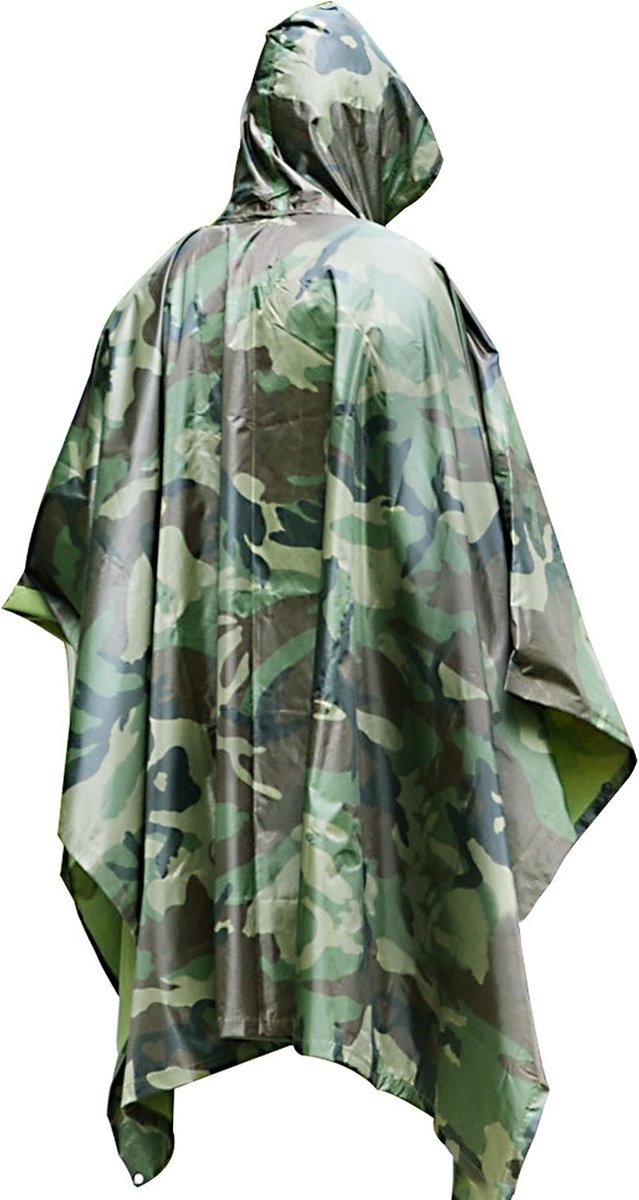 Camouflage leger print regenponcho's met capuchon voor volwassenen - Herbruikbaar outdoor regenkleding - Merkloos