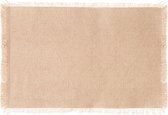 Secret de Gourmet placemats Kenya - 1x - beige - 45 x 30 cm - katoen - met franjes
