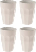 Excellent Houseware Tasses à Thee/ café - 4x - porcelaine blanche - 330 ml