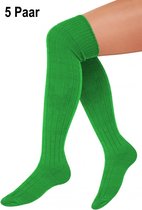 5x Paar Lange sokken groen gebreid mt.41-47 - knie over - Tiroler heren dames kniekousen kousen voetbalsokken festival Oktoberfest voetbal
