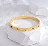 Soraro Zirkonia Regenboog Armband | Heren | Dames | Goudkleurig | RVS | Armband Mannen | Armband Dames | Heren Armband | Cadeau voor Vrouw | Vaderdag | Vaderdag Cadeau